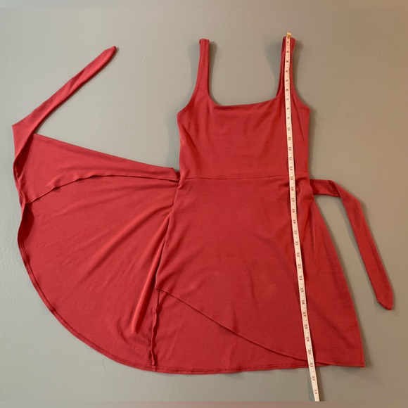 Orange tank top dress with tie up side - Picture 3 of 4